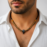 گردنبند دستساز مردانه وارداتی با سنگ اصل انرژی زیبا و محکم